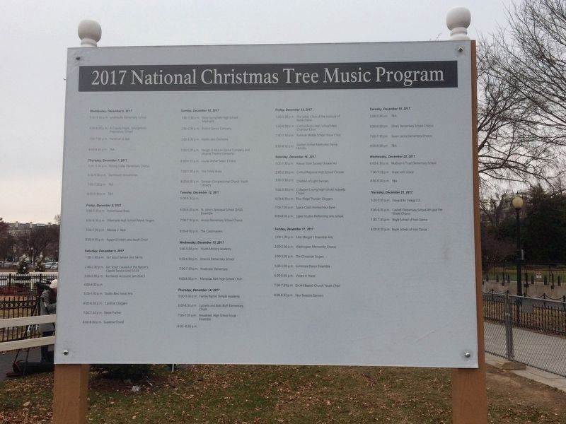 2017 National Christmas Tree Music Program. Click for full size. 2017 National Christmas Tree Music Program image. Click for full size.