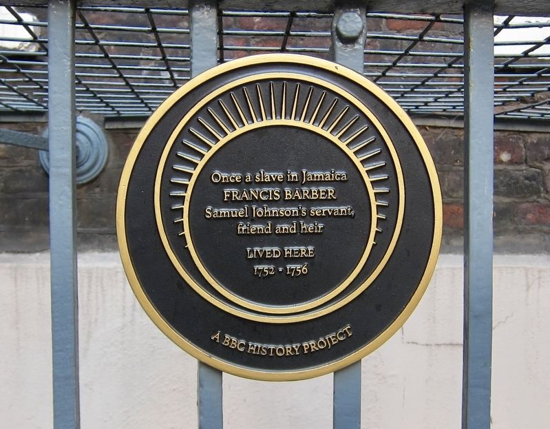 Francis Barber Marker image. Click for full size.