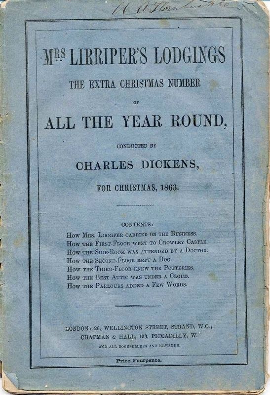 <i>All the Year Round</i> Christmas 1863 Issue Cover (same as marker background). Click for full size. <i>All the Year Round</i> Christmas 1863 Issue Cover (same as marker background) image. Click for full size.