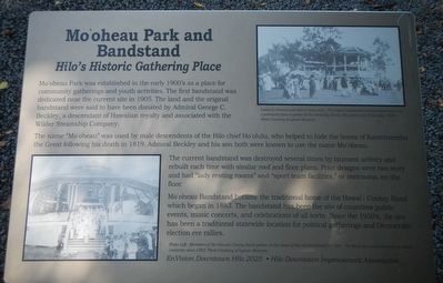 Mo'oheau Park and Bandstand Marker image. Click for full size.