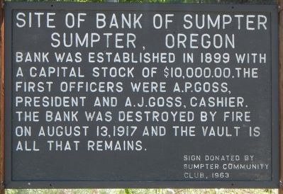 Site of Bank of Sumpter Marker. Click for full size. Site of Bank of Sumpter Marker image. Click for full size.