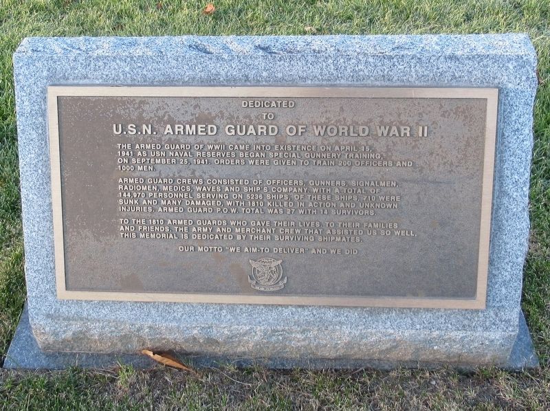 U.S.N. Armed Guard of World War II Marker image. Click for full size.
