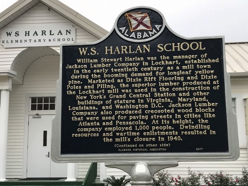 W.S. Harlan School Marker (front) image. Click for full size.