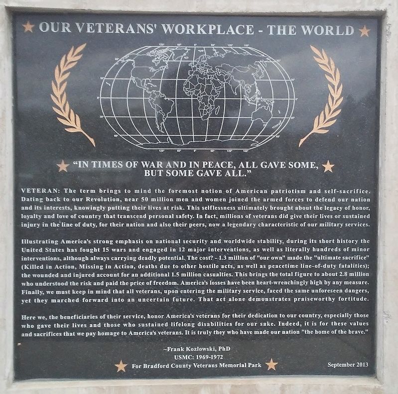 Our Veterans' Workplace - The World Marker image. Click for full size.