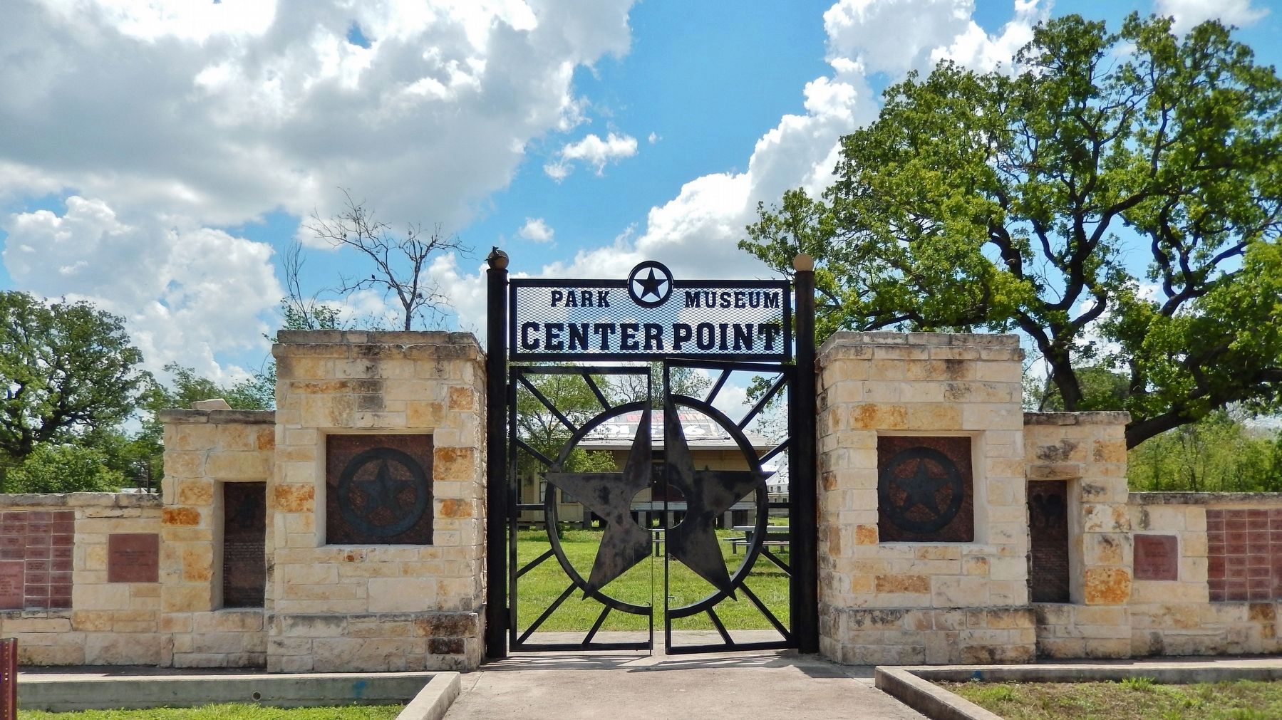 Center Point Historical Park Entrance (<i>marker visible left of gate</i>) image. Click for full size.