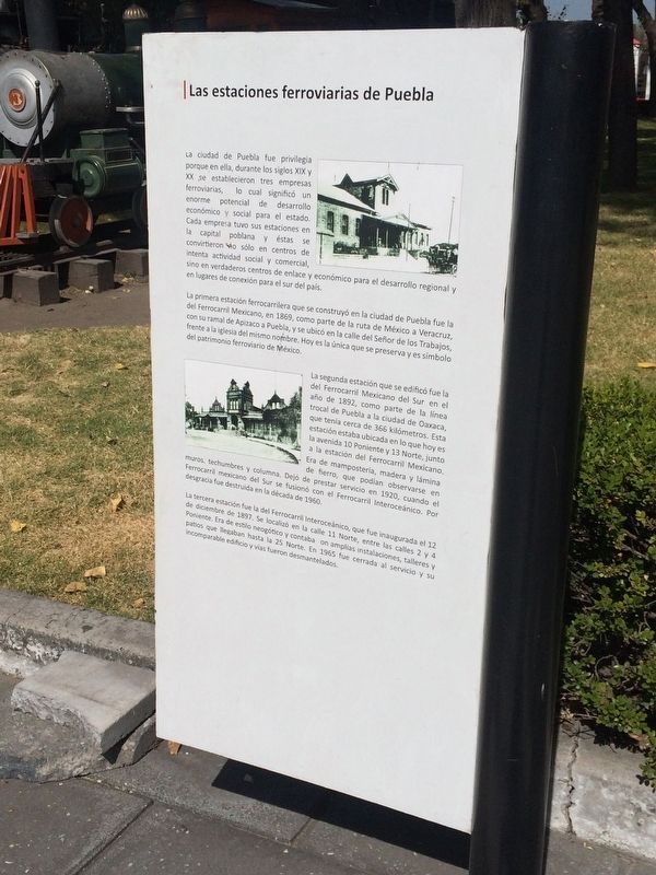 The Railway Stations of Puebla Marker. Click for full size. The Railway Stations of Puebla Marker image. Click for full size.