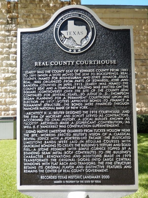 Real County Courthouse Marker image. Click for full size.