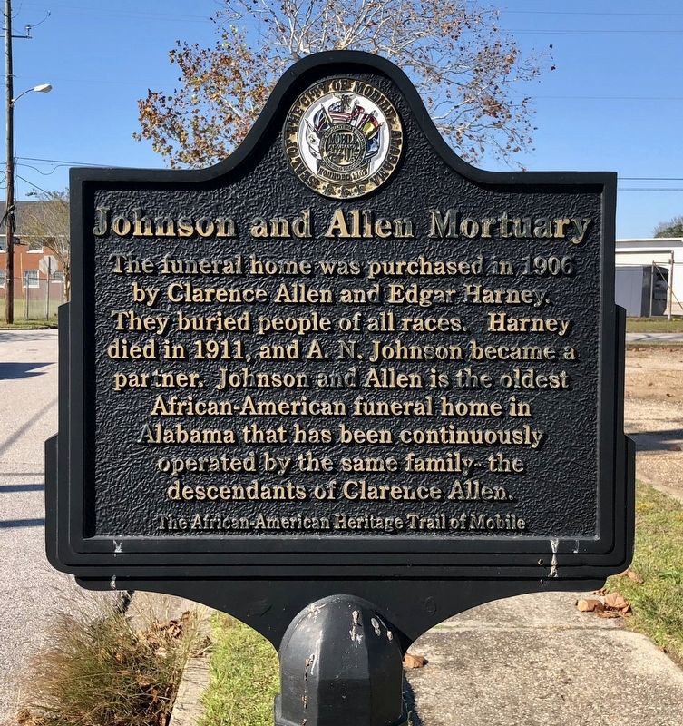 Johnson and Allen Morturary Marker image. Click for full size.