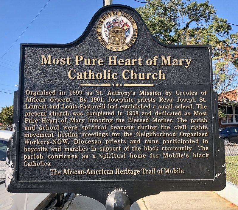 Most Pure Heart of Mary Catholic Church Marker. Click for full size. Most Pure Heart of Mary Catholic Church Marker image. Click for full size.