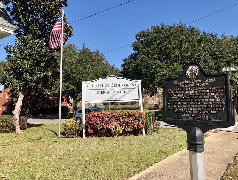 Christian Benevolent Funeral Home sign and marker.. Click for full size. Christian Benevolent Funeral Home sign and marker. image. Click for full size.