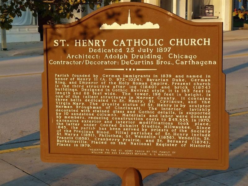 Saint Henry Catholic Church Marker - Other Side image. Click for full size.