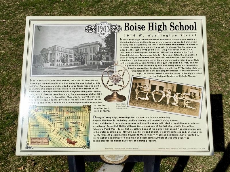Boise High School Marker image. Click for full size.