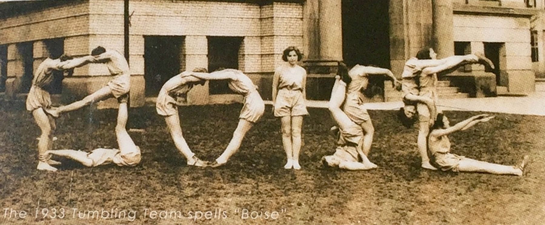 <i>The 1933 Tumbling Team Spells "Boise"</i> image. Click for full size.