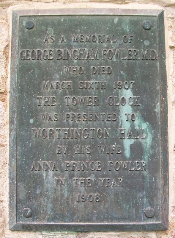Worthington Hall Tower Clock Marker image. Click for full size.