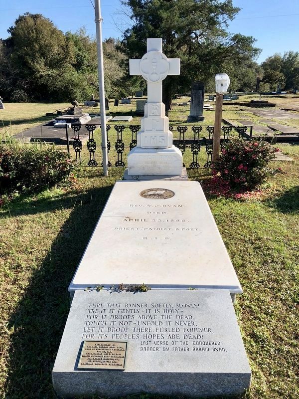 Father Ryan's grave at Catholic Cemetery in Mobile, Alabama. image. Click for full size.