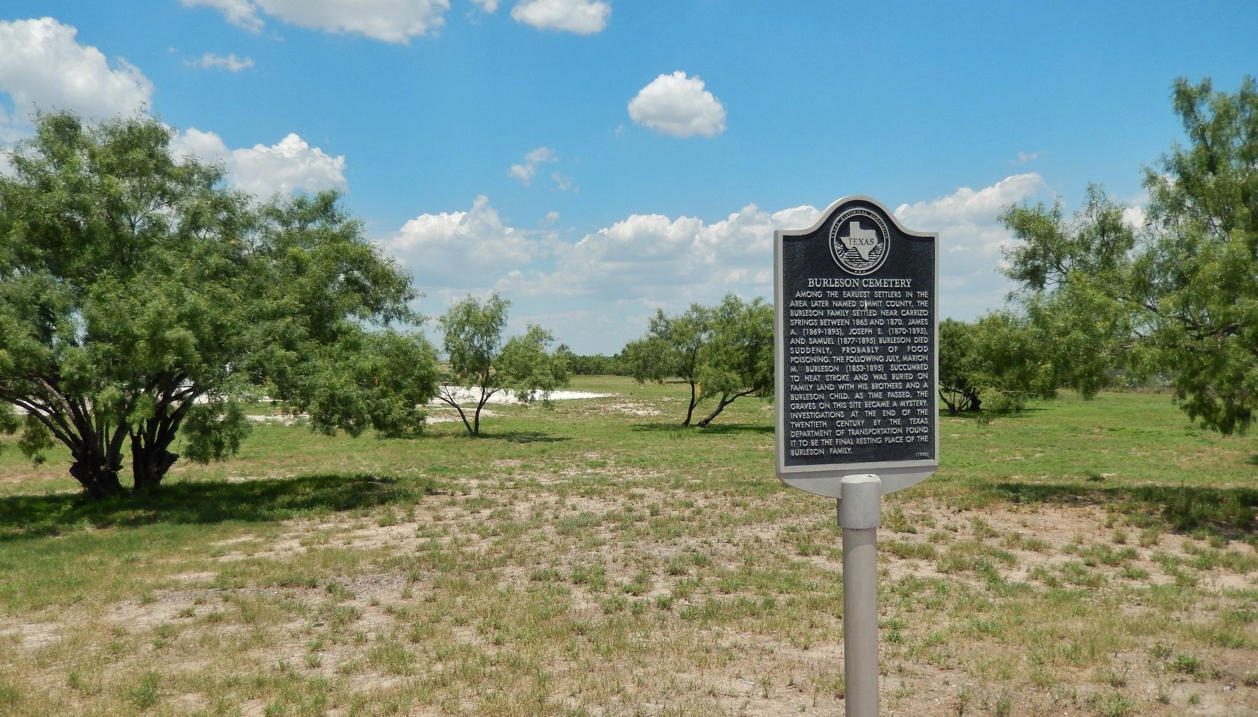 Burleson Cemetery Marker (<i>wide view</i>). Click for full size. Burleson Cemetery Marker (<i>wide view</i>) image. Click for full size.