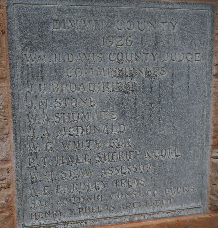 Dimmit County Courthouse (<i>1926 cornerstone</i>) image. Click for full size.