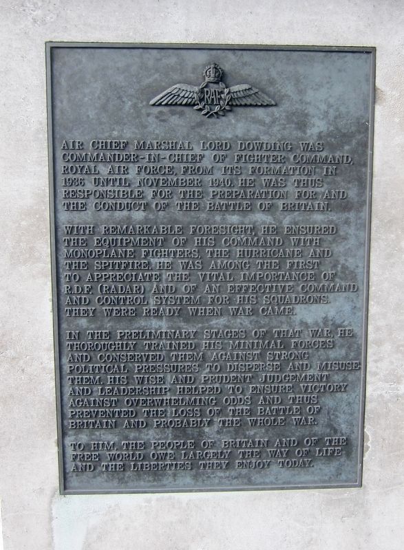 Air Chief Marshal Lord Dowding Marker. Click for full size. Air Chief Marshal Lord Dowding Marker image. Click for full size.