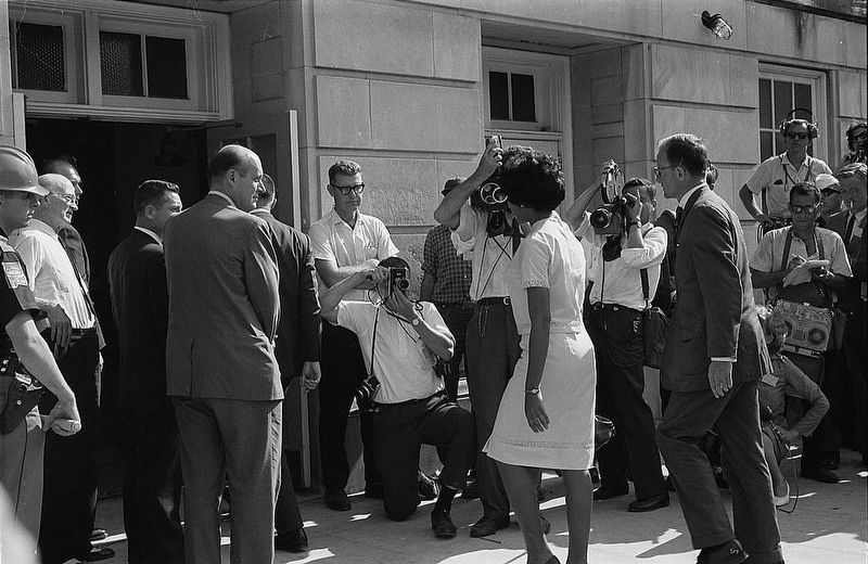 <i>Vivian Malone entering Foster Auditorium to register for classes at the University of Alabama</i> image. Click for full size.