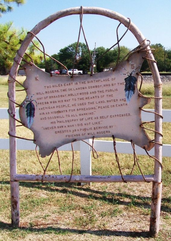 Will Rogers Birthplace Marker image. Click for full size.