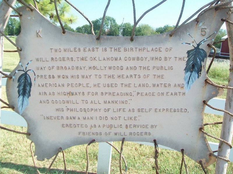 Will Rogers Birthplace Marker image. Click for full size.