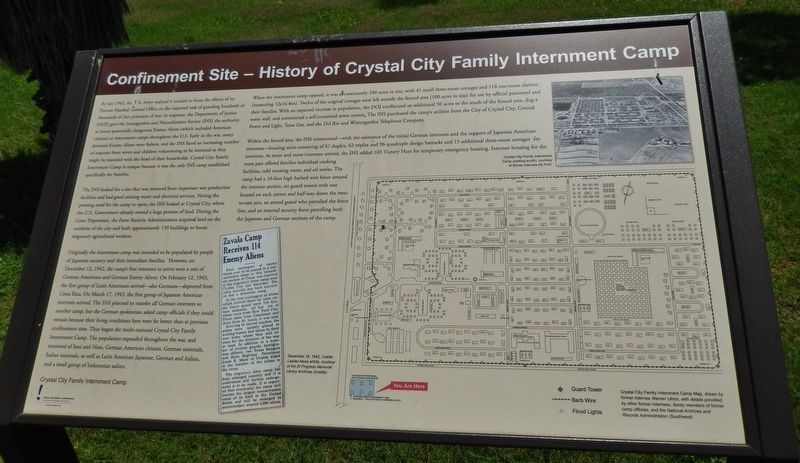 Confinement Site - History of Crystal City Family Internment Camp Marker image. Click for full size.