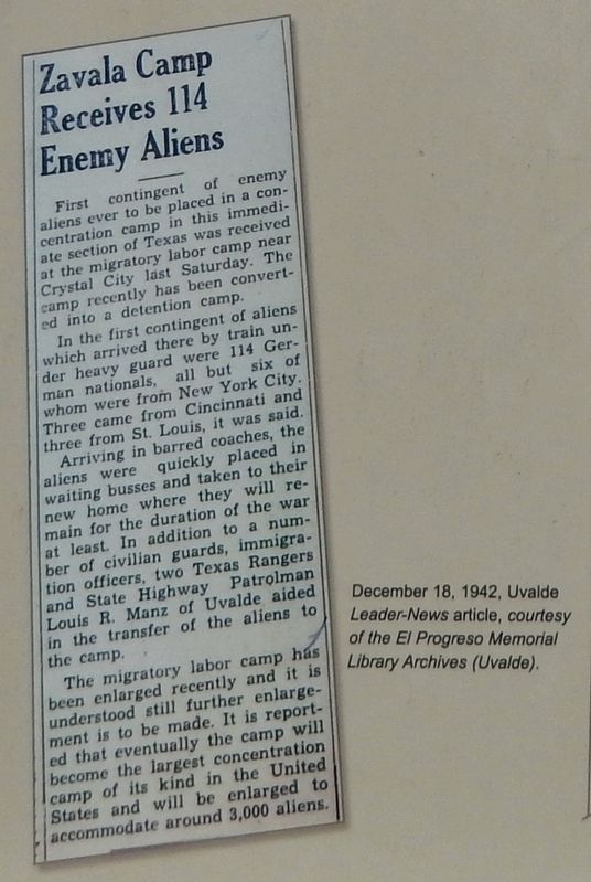 Marker detail: Uvalde Leader-News Article image. Click for full size.