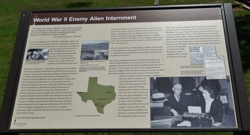 World War II Enemy Alien Internment Marker image. Click for full size.