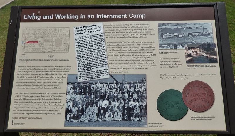 Living and Working in an Internment Camp Marker. Click for full size. Living and Working in an Internment Camp Marker image. Click for full size.