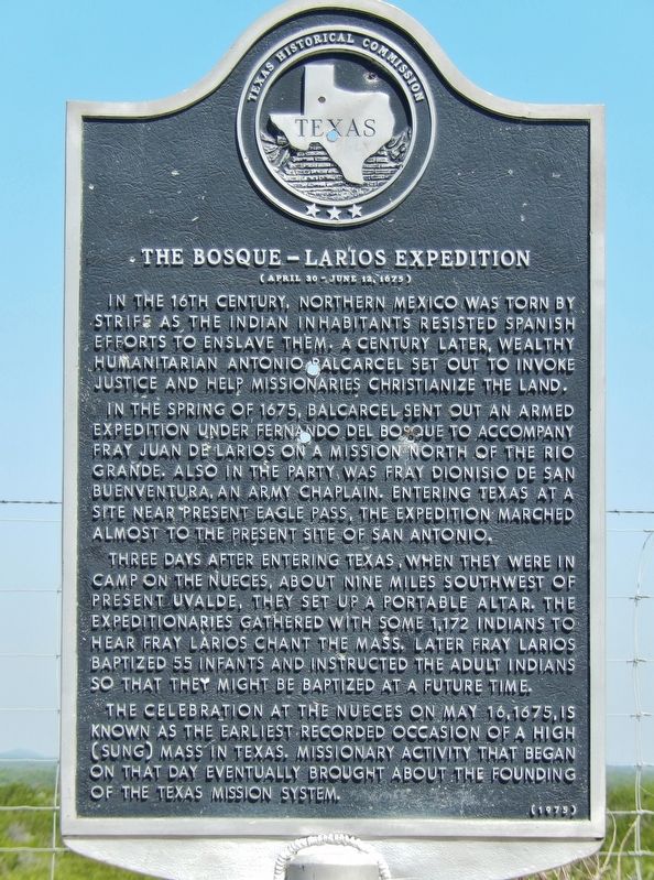 The Bosque-Larios Expedition Marker image. Click for full size.