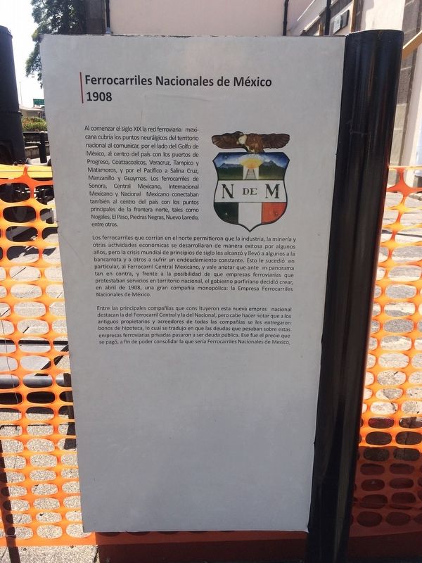National Railroads of Mexico Marker. Click for full size. National Railroads of Mexico Marker image. Click for full size.