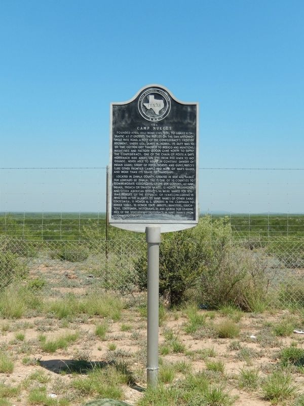 C.S.A. Camp Nueces Marker (<i>tall view</i>) image. Click for full size.