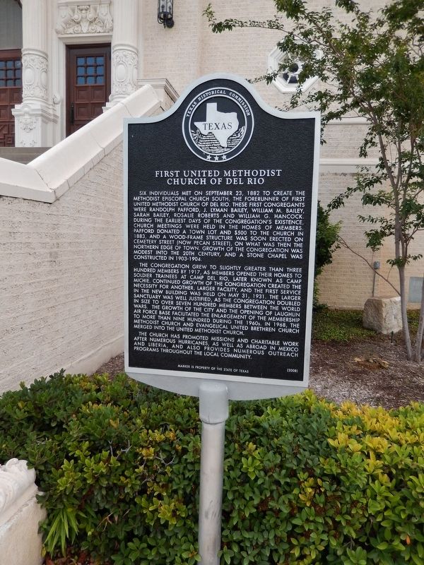 First United Methodist Church of Del Rio Marker (<i>tall view</i>) image. Click for full size.