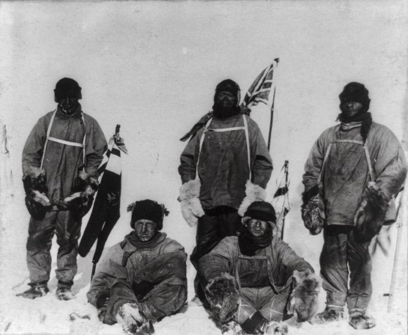 Expedition members at the South Pole image. Click for full size.
