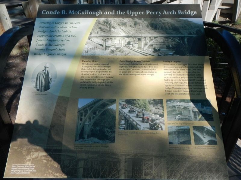 Conde B. McCullough and Upper Perry Arch Bridge Marker image. Click for full size.