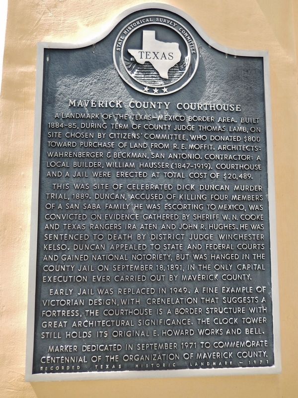 Maverick County Courthouse Marker image. Click for full size.