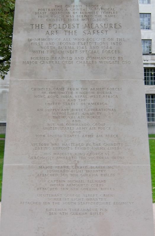 Chindit Memorial - Front Panel image. Click for full size.