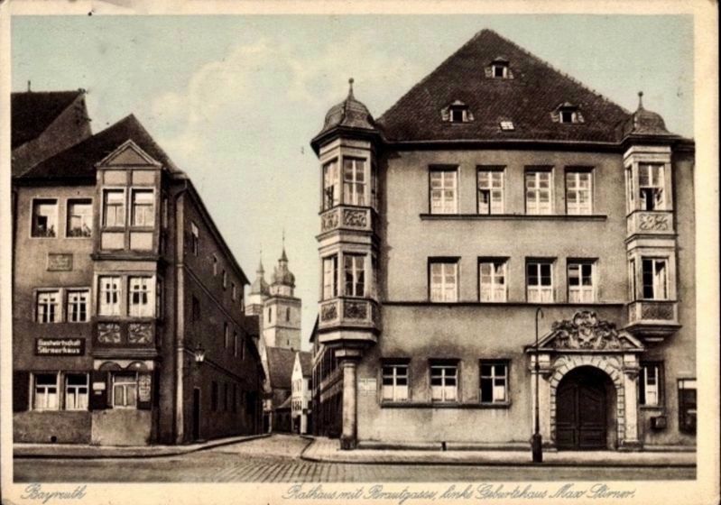 <i>Rathaus mit Brautgasse, links Geburtshaus Max Stirner</i> image. Click for full size.