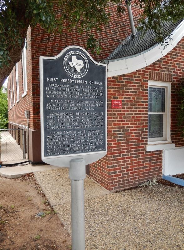 First Presbyterian Church Marker (<i>tall view</i>) image. Click for full size.