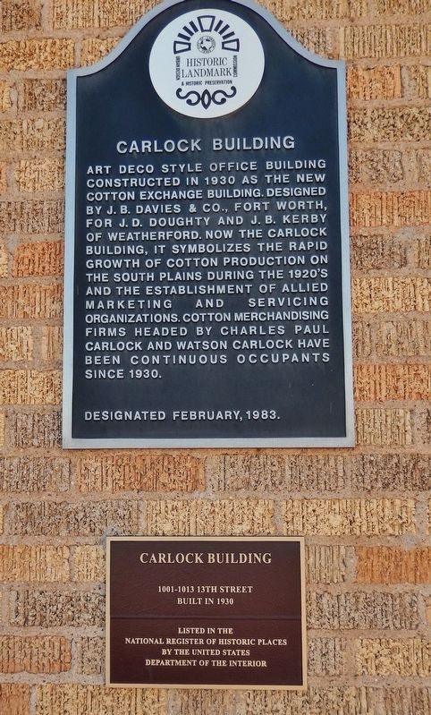 Carlock Building Marker (<i>tall view</i>) image. Click for full size.