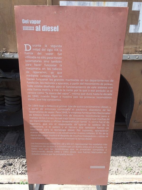From Steam to Diesel Marker. Click for full size. From Steam to Diesel Marker image. Click for full size.