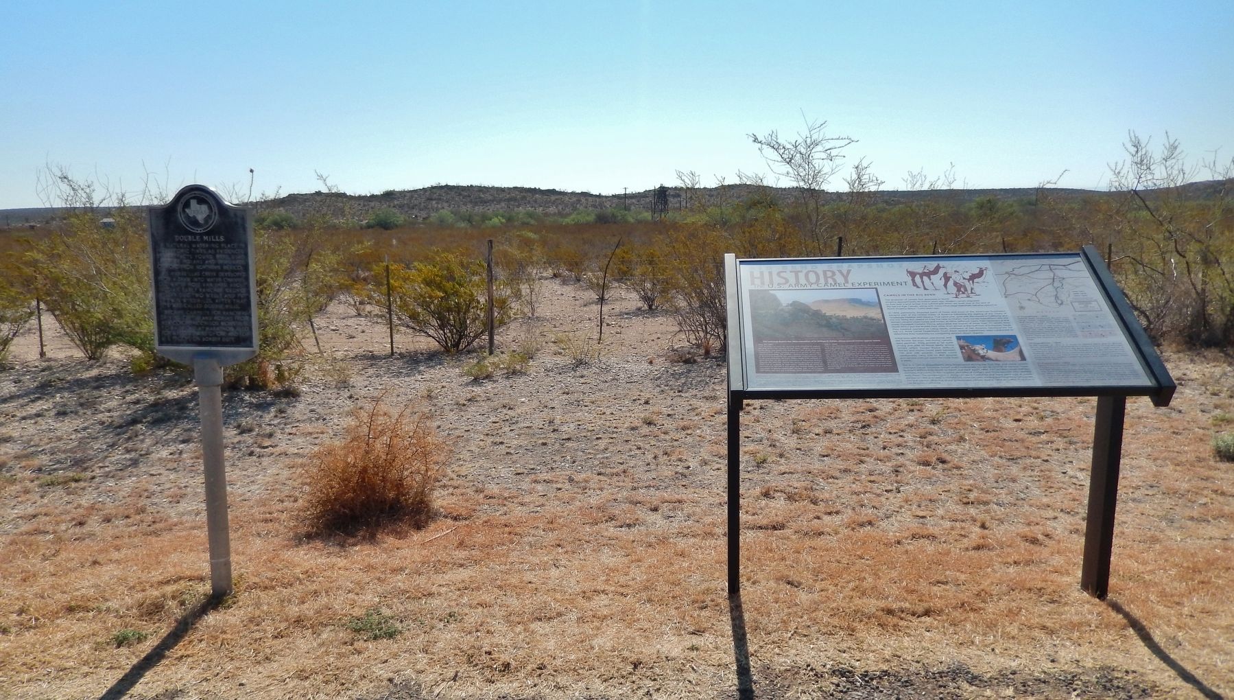 U.S. Army Camel Experiment Marker (<i>wide view showing adjacent marker</i>) image. Click for full size.
