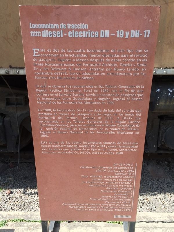 Diesel-Electric Locomotives DH-19 and DH-17 Marker image. Click for full size.