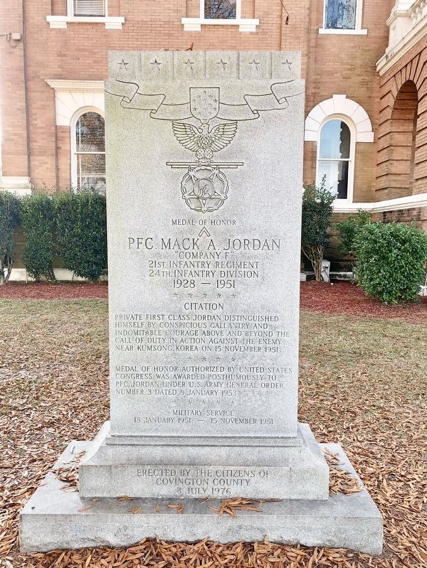 PFC Mack A. Jordan Monument. Click for full size. PFC Mack A. Jordan Monument image. Click for full size.