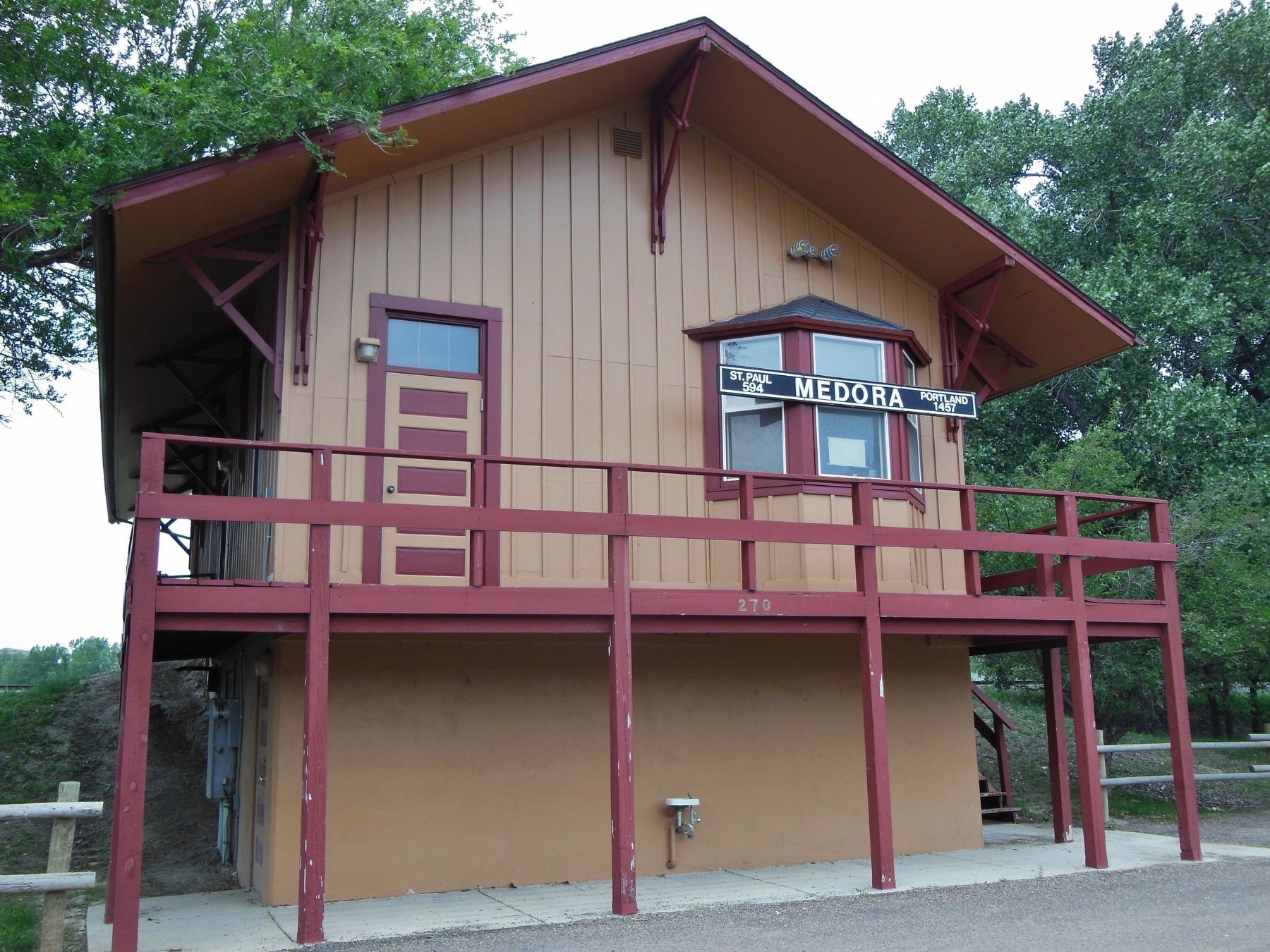 Historic Medora Railroad Depot (<i>marker is to the left off the photo.</i>). Click for full size. Historic Medora Railroad Depot (<i>marker is to the left off the photo.</i>) image. Click for full size.
