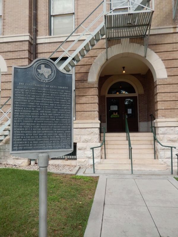 The Courthouses of Hays County Marker (<i>tall view</i>) image. Click for full size.