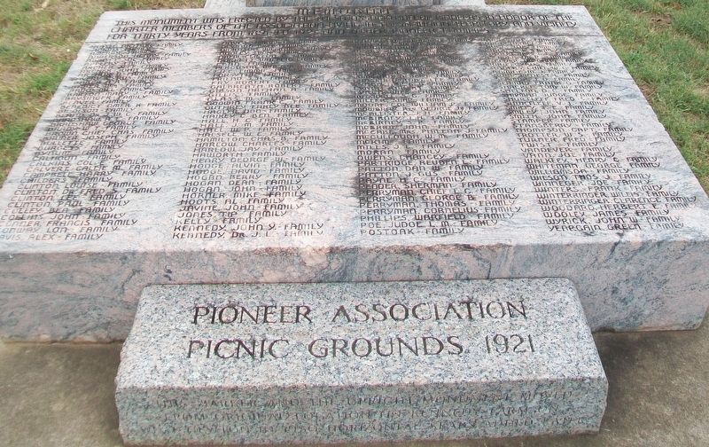 Pioneer Association Picnic Grounds 1921 Memorial Roll of Pioneer Families. Click for full size. Pioneer Association Picnic Grounds 1921 Memorial Roll of Pioneer Families image. Click for full size.