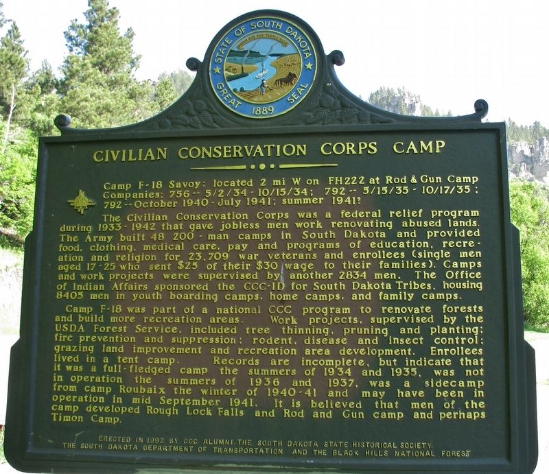 Civilian Conservation Corps Camp Marker. Click for full size. Civilian Conservation Corps Camp Marker image. Click for full size.