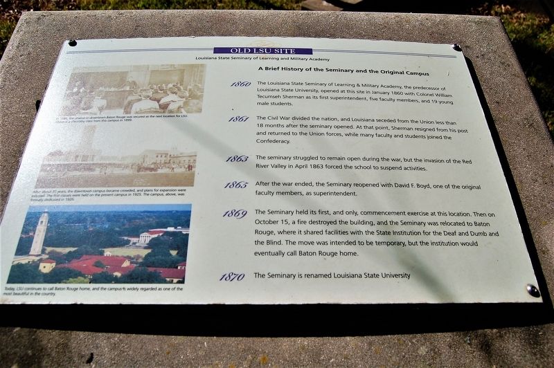 A Brief History of the Seminary and the Original Campus Marker. Click for full size. A Brief History of the Seminary and the Original Campus Marker image. Click for full size.