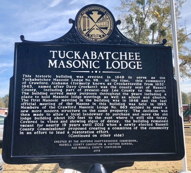 Tuckabatchee Masonic Lodge Marker (Front) image. Click for full size.